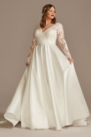  As Is Long Sleeve Satin Plus Size Wedding Dress